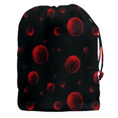 Red Drops On Black Drawstring Pouch (3xl) by SychEva
