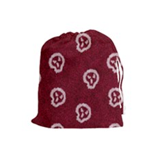 White Skulls On Red Shiny Background Drawstring Pouch (large) by SychEva