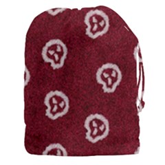White Skulls On Red Shiny Background Drawstring Pouch (3xl) by SychEva
