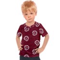 White Skulls On Red Shiny Background Kids  Sports Tee View1