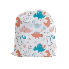 Funny Dinosaurs Kids Drawstring Pouch (xl) by SychEva