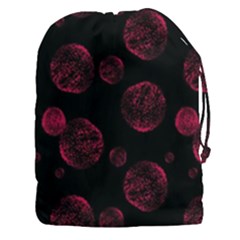 Red Sponge Prints On Black Background Drawstring Pouch (3xl) by SychEva