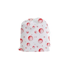 Red Drops On White Background Drawstring Pouch (small) by SychEva