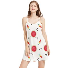 Slices Of Red And Juicy Watermelon Summer Frill Dress by SychEva