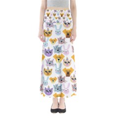 Funny Animal Faces With Glasses On A White Background Full Length Maxi Skirt by SychEva