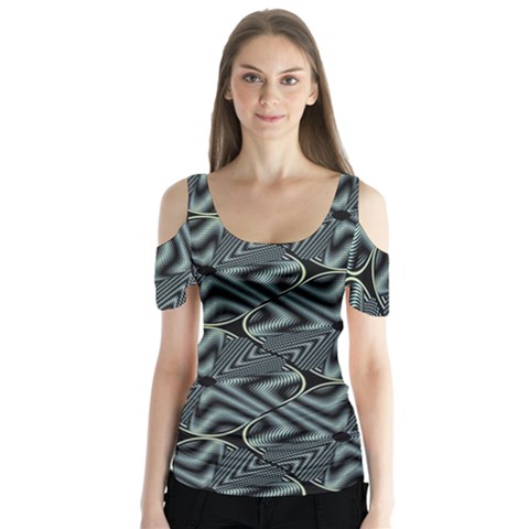 Modern Illusion Butterfly Sleeve Cutout Tee  by Sparkle