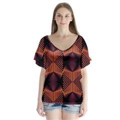 Digital Diamonds V-neck Flutter Sleeve Top by Sparkle