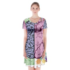 Brain-heart-balance-emotion Short Sleeve V-neck Flare Dress by Sudhe