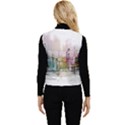 Drawing-watercolor-painting-city Women s Short Button Up Puffer Vest View2