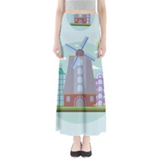 Amsterdam-landmark-landscape Full Length Maxi Skirt by Sudhe