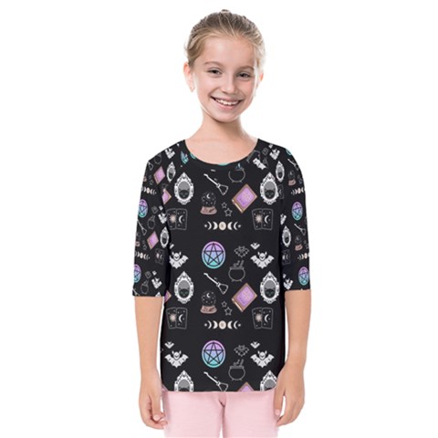 Pastel Goth Witch Kids  Quarter Sleeve Raglan Tee by NerdySparkleGoth