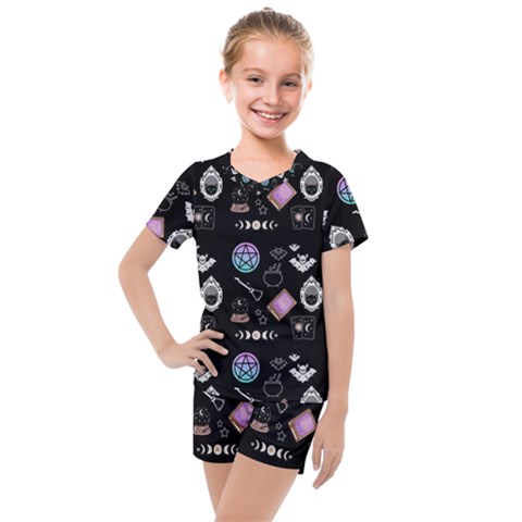 Pastel Goth Witch Kids  Mesh Tee And Shorts Set by NerdySparkleGoth