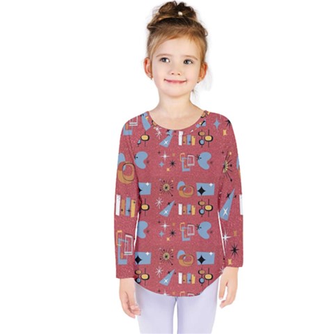50s Red Kids  Long Sleeve Tee by NerdySparkleGoth