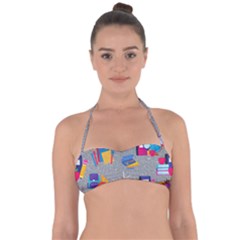 80s And 90s School Pattern Halter Bandeau Bikini Top by NerdySparkleGoth