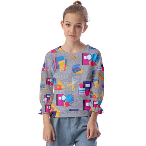 80s And 90s School Pattern Kids  Cuff Sleeve Top by NerdySparkleGoth