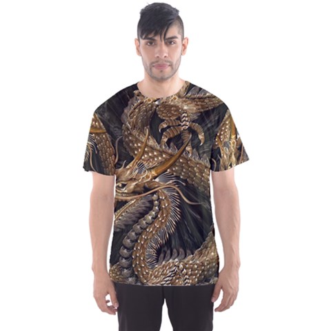 Fantasy Dragon Pentagram Men s Sport Mesh Tee by Sudhe
