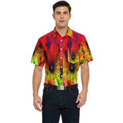 Color-background-structure-lines Men s Short Sleeve Pocket Shirt  by Sudhe