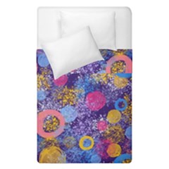Multicolored Splashes And Watercolor Circles On A Dark Background Duvet Cover Double Side (single Size) by SychEva
