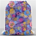 Multicolored Splashes And Watercolor Circles On A Dark Background Drawstring Bag (Large) View1