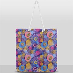 Multicolored Splashes And Watercolor Circles On A Dark Background Full Print Rope Handle Tote (large) by SychEva