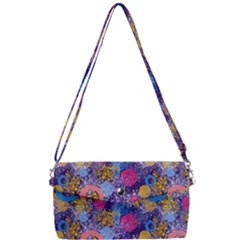 Multicolored Splashes And Watercolor Circles On A Dark Background Removable Strap Clutch Bag by SychEva