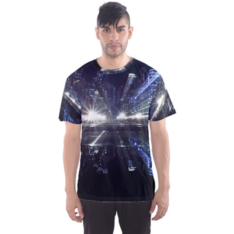 Cityscape-light-zoom-city-urban Men s Sport Mesh Tee by Sudhe