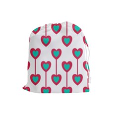 Red Hearts On A White Background Drawstring Pouch (large) by SychEva