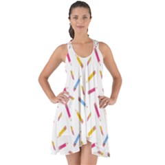 Multicolored Pencils And Erasers Show Some Back Chiffon Dress by SychEva