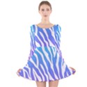 White tiger purple & blue animal fur print stripes Long Sleeve Velvet Skater Dress View1