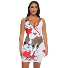 French Bulldog Hearts Draped Bodycon Dress by SomethingForEveryone
