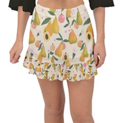 Yellow Juicy Pears And Apricots Fishtail Mini Chiffon Skirt by SychEva