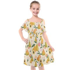 Yellow Juicy Pears And Apricots Kids  Cut Out Shoulders Chiffon Dress by SychEva