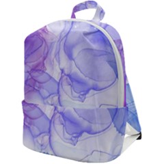Purple And Blue Alcohol Ink  Zip Up Backpack by Dazzleway