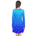 Butterflies at blue, two color tone gradient Long Sleeve V-neck Flare Dress View2