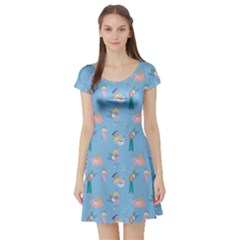 Beautiful Girls With Drinks Short Sleeve Skater Dress by SychEva