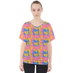 Abstract Painting V-neck Dolman Drape Top by SychEva