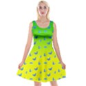 Blue Butterflies at yellow and green, two color tone gradient Reversible Velvet Sleeveless Dress View1