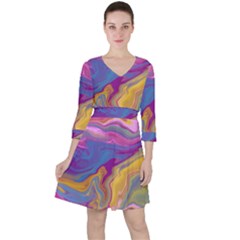 Flow Quarter Sleeve Ruffle Waist Dress by kiernankallan