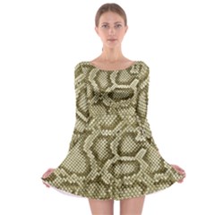 Leatherette Snake 4 Long Sleeve Skater Dress by skindeep