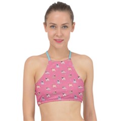 Funny Pugs  Cute Pets Racer Front Bikini Top by SychEva