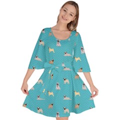 Funny Pugs Velour Kimono Dress by SychEva