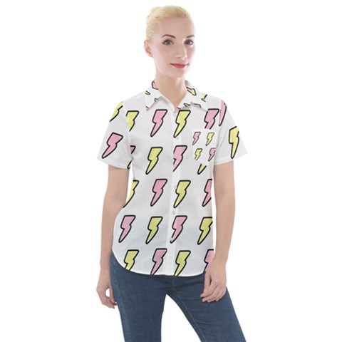 Pattern Cute Flash Design Women s Short Sleeve Pocket Shirt by brightlightarts