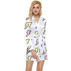 Pattern Cute Flash Design Long Sleeve Satin Robe by brightlightarts