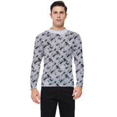8 Bit Newspaper Pattern, Gazette Collage Black And White Men s Long Sleeve Rash Guard by Casemiro