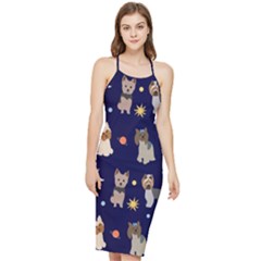 Terrier Cute Dog With Stars Sun And Moon Bodycon Cross Back Summer Dress by SychEva