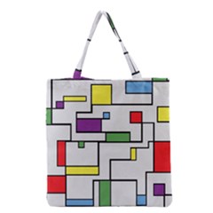 Colorful Rectangles Grocery Tote Bag by LalyLauraFLM