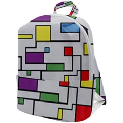 Colorful Rectangles Zip Up Backpack by LalyLauraFLM