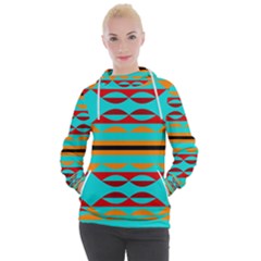Shapes On A Blue Background Women s Hooded Pullover by LalyLauraFLM