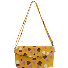 Ice Cream On An Orange Background Pattern                                                         Removable Strap Clutch Bag by LalyLauraFLM
