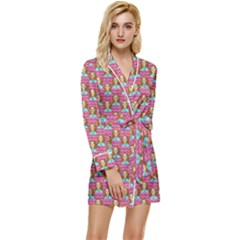 Girl Pink Long Sleeve Satin Robe by snowwhitegirl